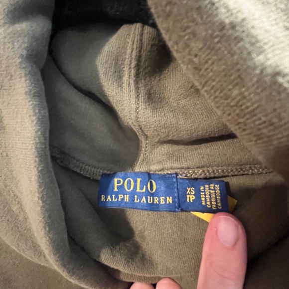 Polo Cowl Neck Sweatshirt in Olive - Picture 2 of 3